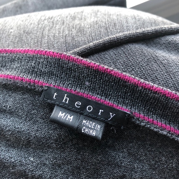 Great condition Theory gray sweater w/ purple - Picture 5 of 8